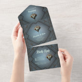 Fascinerend steampunk hart all in one uitnodiging (Afscheurbaar)