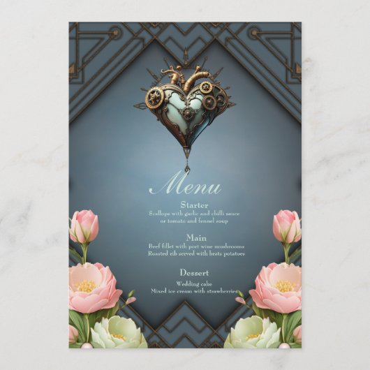 Fascinerend steampunk hart menu (Voorkant)
