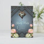 Fascinerend steampunk hart RSVP kaartje (Staand voorkant)