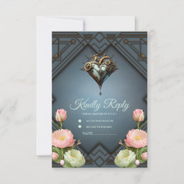 Fascinerend steampunk hart RSVP kaartje