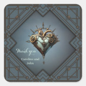Fascinerend steampunk hart vierkante sticker (Voorkant)