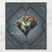 Fascinerend steampunk hart wijn etiket (Enkel label)