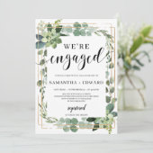 Fascinerende boho succulent groen verloving kaart (Staand voorkant)