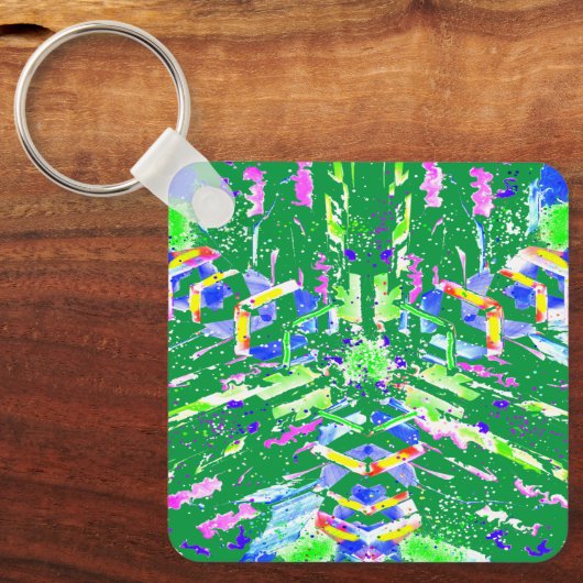 Fascinerende digitale kunst in heldere kleuren sleutelhanger (Voorkant)