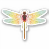 Fascinerende iriserende tekening van een libel sticker (Voorkant)