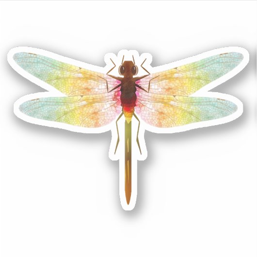 Fascinerende iriserende tekening van een libel sticker (Voorkant)