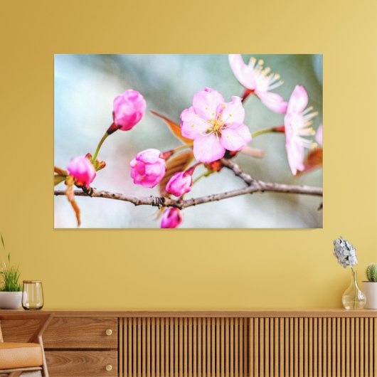 Fascinerende kersenbloesems in de lentetuin canvas afdruk (Insitu (Woonkamer))