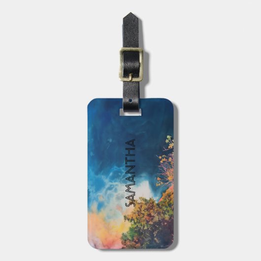 FASCINERENDE OCEAANGOLVEN BAGAGELABEL (Voorkant verticaal)