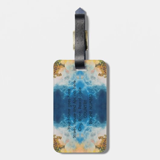 FASCINERENDE OCEAANGOLVEN BAGAGELABEL (Achterkant verticaal)