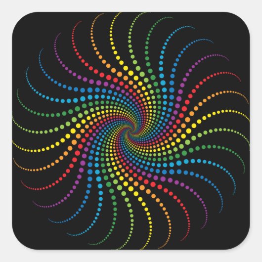 Fascinerende regenboogspiraal vierkante sticker (Voorkant)