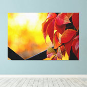 Fascinerende rode wijnstokbladeren in de herfsttui canvas afdruk (Insitu (Houten vloer))