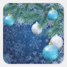 Fascinerende witte kerst vierkante sticker