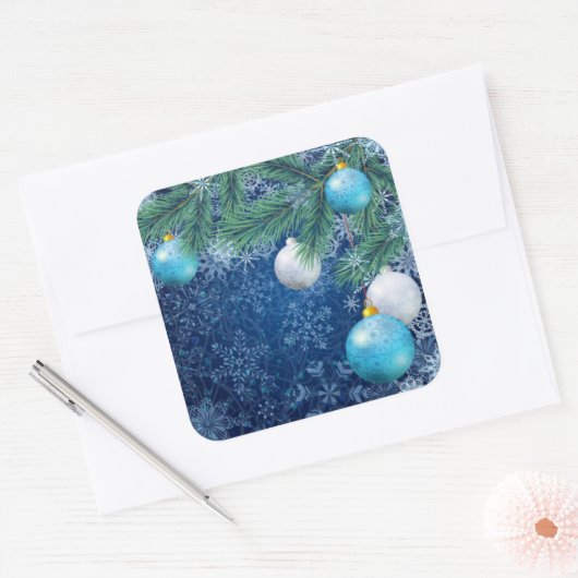 Fascinerende witte kerst vierkante sticker (Envelop)