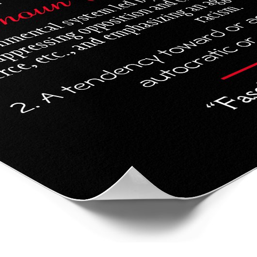 Fascisme Definitie politieke verklaring rood Poster (Hoek)