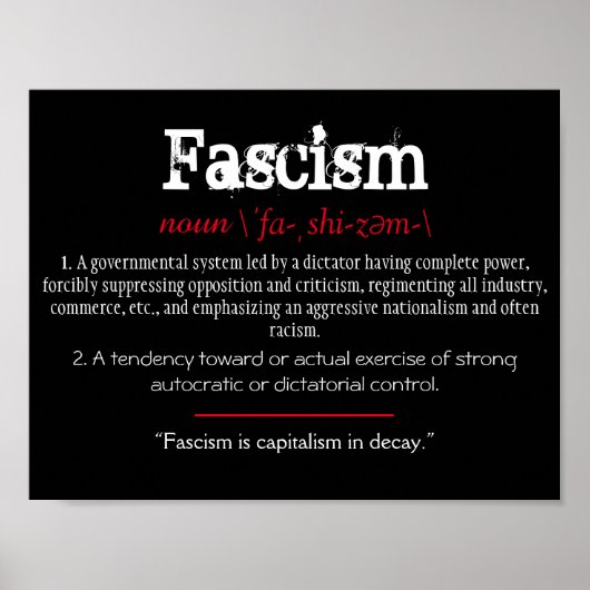 Fascisme Definitie politieke verklaring rood Poster (Voorkant)