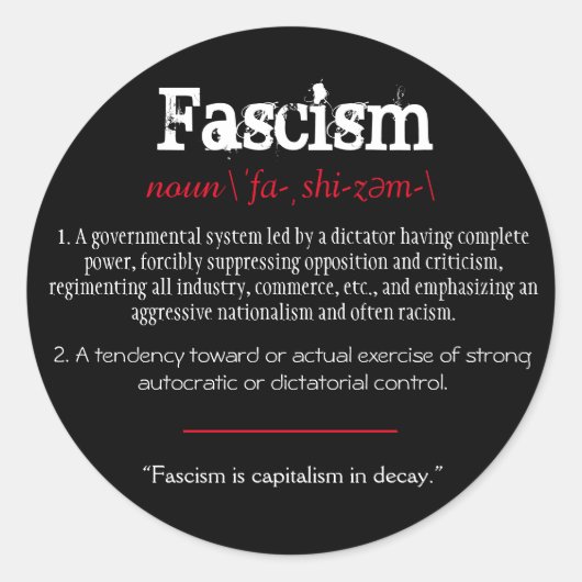 Fascisme Definitie politieke verklaring rood Ronde Sticker (Voorkant)