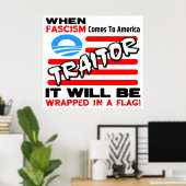 fascisme in een vlag! poster (Thuiskantoor)