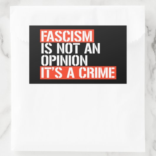 Fascisme is geen mening rechthoekige sticker (Tas)