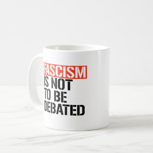 Fascisme is geen onderwerp van discussie koffiemok (Voorkant links)