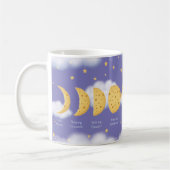 Fasen van de Cheese Moon Lavender Sky Lunar Chart Koffiemok (Links)