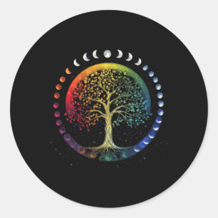 Fasen Van De Maan Boom Chakra Yoga Yogi Meditatie Ronde Sticker