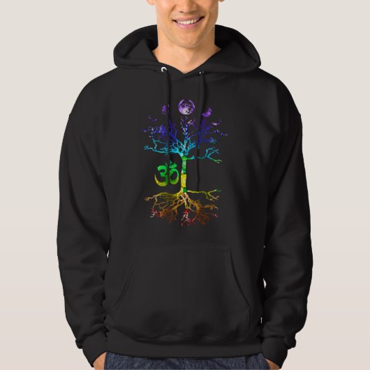 Fasen van de Maan Levensboom Om Chakra Hoodie (Voorkant)