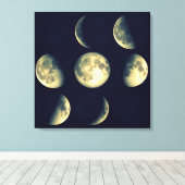 Fasen van de maan ~ Maancyclus Canvas Afdruk (Insitu (Houten vloer))