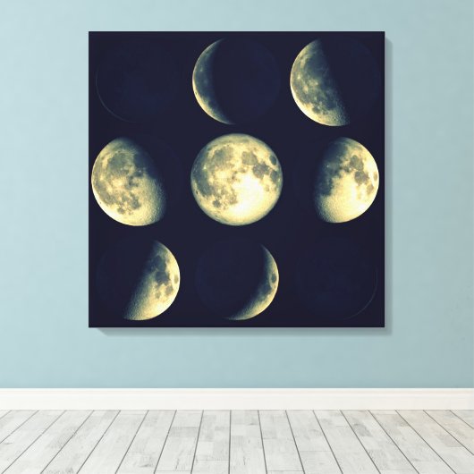 Fasen van de maan ~ Maancyclus Canvas Afdruk (Insitu (Houten vloer))