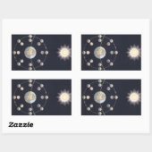 Fasen van de Maan met Aarde & Zon, Vintage Astrono Rechthoekige Sticker (Vel)