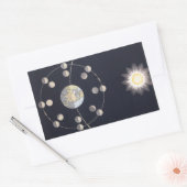 Fasen van de Maan met Aarde & Zon, Vintage Astrono Rechthoekige Sticker (Envelop)