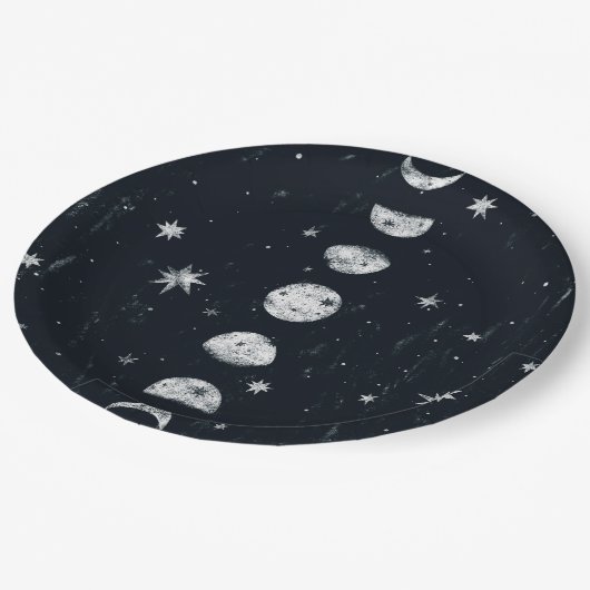 Fasen van de maan papieren bordje (Gekanteld)