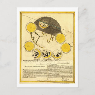 Fasen van de maan rond de aardkaart briefkaart