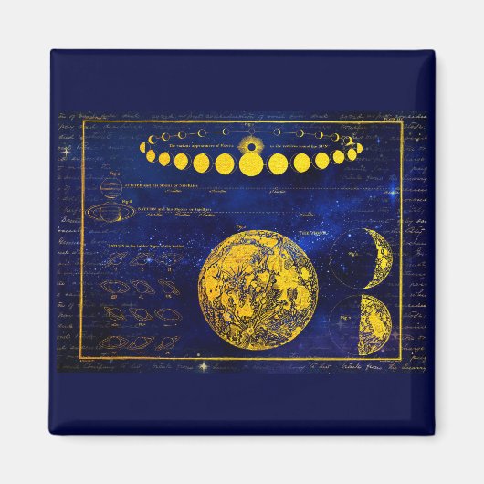  fasen van de maan Saturnus Jupiter Venus Magneet (Voorkant)