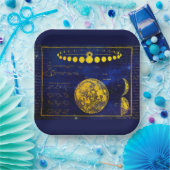  fasen van de maan Saturnus Jupiter Venus Papieren Bordje (Feest)