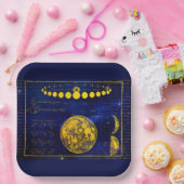  fasen van de maan Saturnus Jupiter Venus Papieren Bordje (Feest)