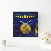  fasen van de maan Saturnus Jupiter Venus Vierkante Klok (Huis)