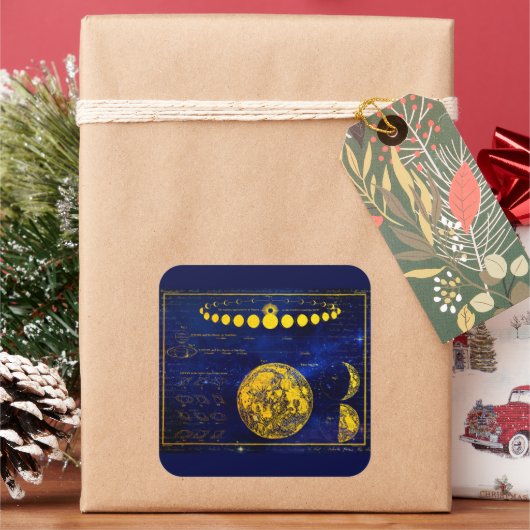  fasen van de maan Saturnus Jupiter Venus Vierkante Sticker (Feestdagen)