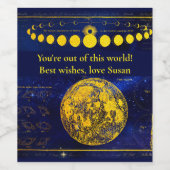  fasen van de maan Saturnus Jupiter Venus Wijn Etiket (Enkel label)