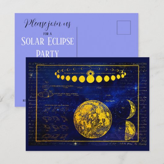  fasen van de maanzonsverduistering-uitnodiging briefkaart (Voorkant / Achterkant)