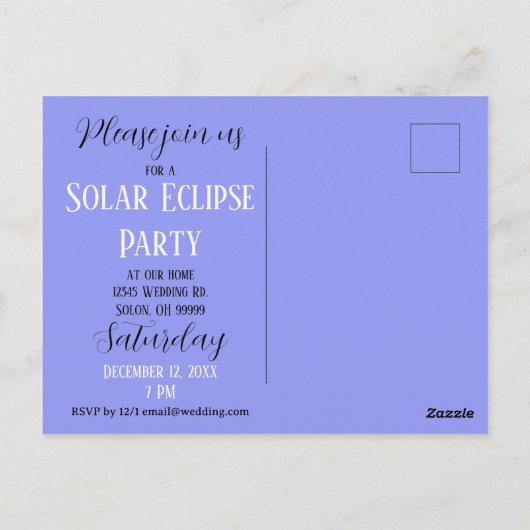 fasen van de maanzonsverduistering-uitnodiging briefkaart (Achterkant)