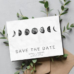 Fasen van de Moon Marble Wedding Save Dates Aankondigingskaart<br><div class="desc">Sparen de datum briefkaarten in marmerffasen van het maanontwerp,  die met uw namen,  trouwdatum en plaats worden aangepast. Voeg je retouradres en trouwgegevens toe aan de achterzijde van het briefkaart.</div>
