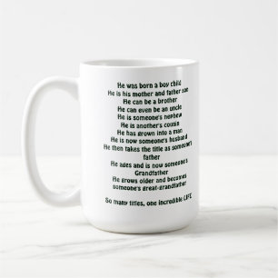 “Fasen van het leven van een man T-shirt” Koffiemok