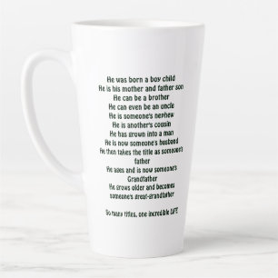 “Fasen van het leven van een man T-shirt” Latte Mok