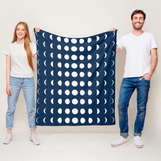 Fases van de maan op Deep Midnight Blue Fleece Deken (In situ)