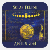 fases van Moon Solar Eclipse Planets Vierkante Sticker (Voorkant)