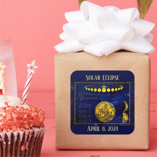 fases van Moon Solar Eclipse Planets Vierkante Sticker (Feest)