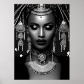 Fashion African black white jewelery Headpiece Poster (Voorkant)