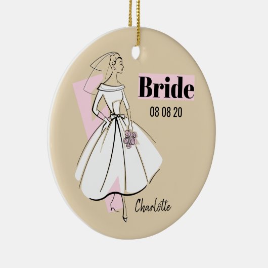Fashion Bride Neutral Bride Date Name ornament (Rechts)