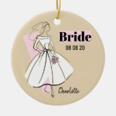 Fashion Bride Neutral Bride Date Name ornament (Voorkant)