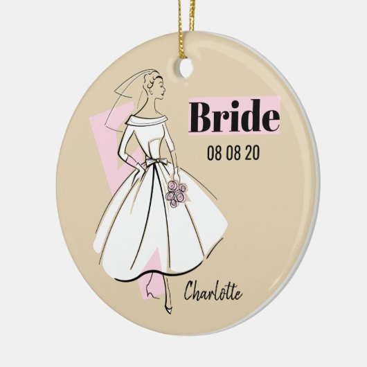 Fashion Bride Neutral Bride Date Name ornament (Links)